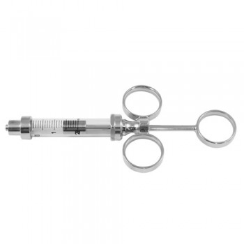 3 Ring Hypodermic Syringe Glass Barrel - With Luer Lock Connection - Moveable Rings Stainless Steel, Capacity 10 ml 